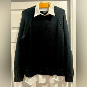 Ralph Lauren Collared Layered Cable Knit Sweater